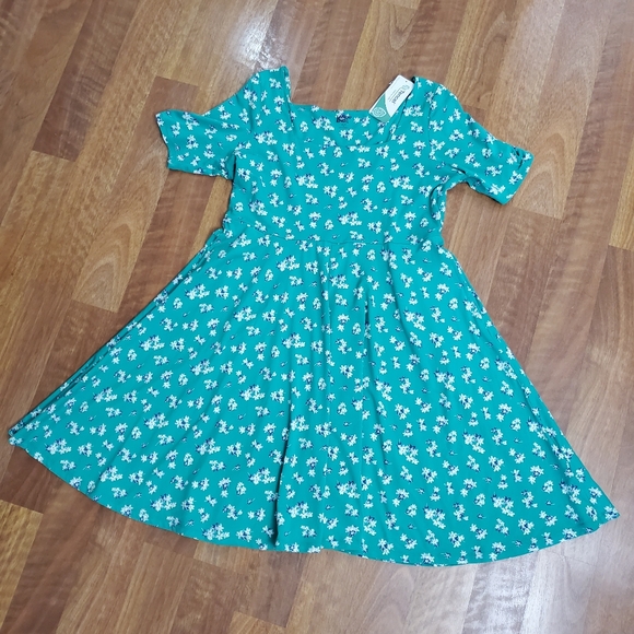 NWT Lands' End Green Floral Casual Dress - Picture 9 of 10